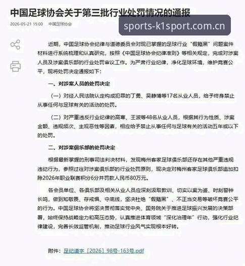k1体育登录入口 中国足协第三批禁足名单深度解读:从k1体育官网视角看懂行业整顿全貌